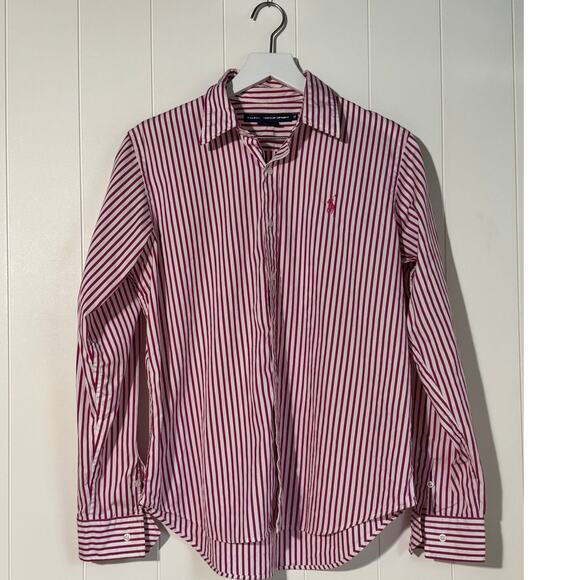 Ralph Lauren Sport Tops - Ralph Lauren Sport · Women's 14 · Pink/White Striped Button-Front Shirt
